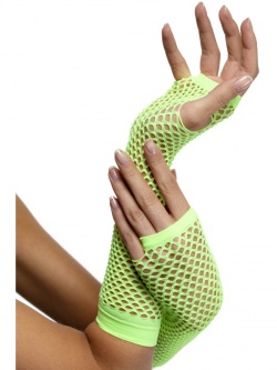 Neon Green Long Fishnet Gloves