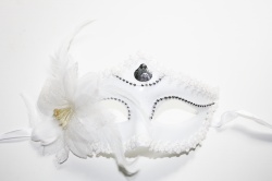 Venetian Mask-White With White Flower