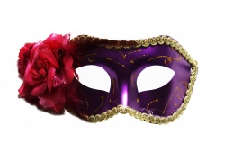 Venetian Mask-Purple With Pink Flower