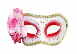 Venetian Mask-White With Pink Flower
