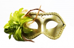 Venetian Mask-Green With Big Green Flower