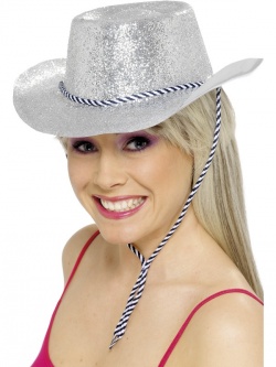 Cowboy Glitter Hat - Silver