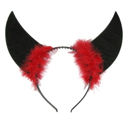 Devil Horns with Feathers - Black