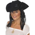 Pirate Hat Black with Hair